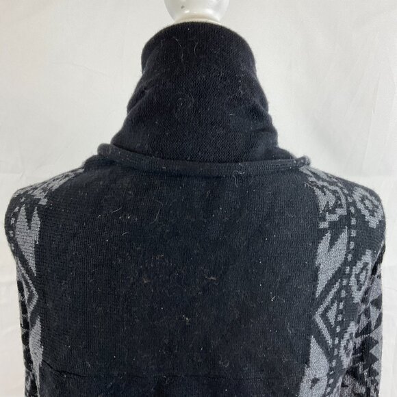 Patagonia Pine Mountain Wrap Sweater Women's M Black Gray Aztec Print Open Front - Picture 9 of 12